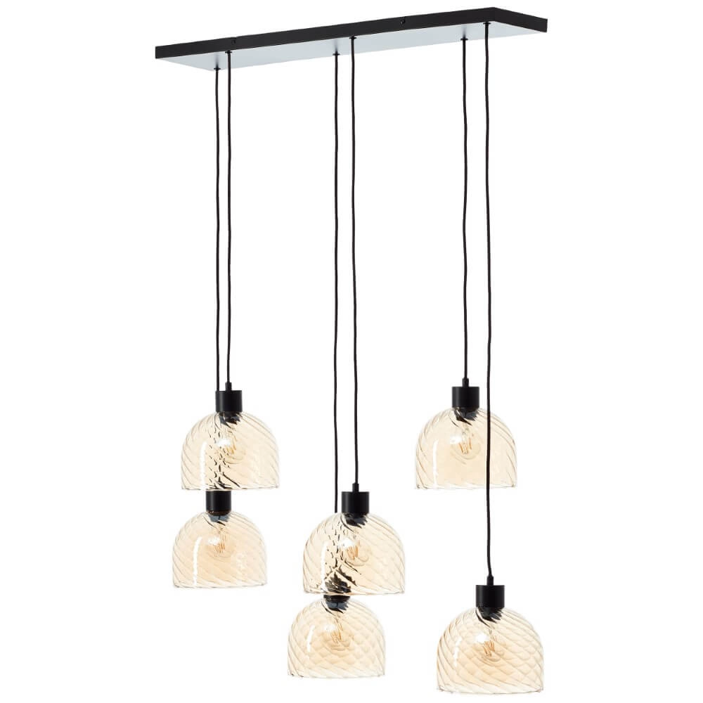 6-light pendant lamp Casto black with amber glass Brilliant 4004353446887