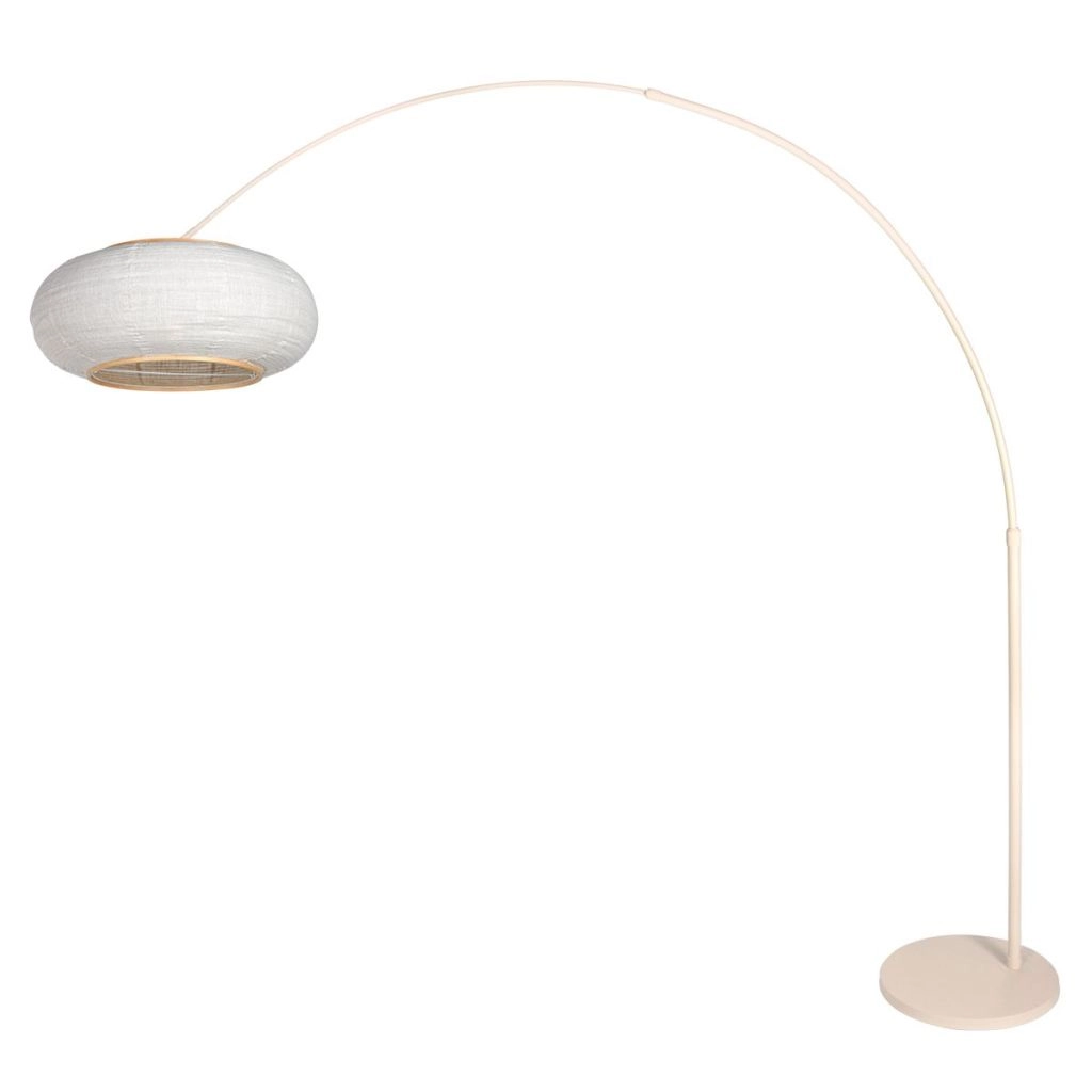 Arc lamp sand brown Silva Alba with white shade Ø60cm Steinhauer 8712746185720