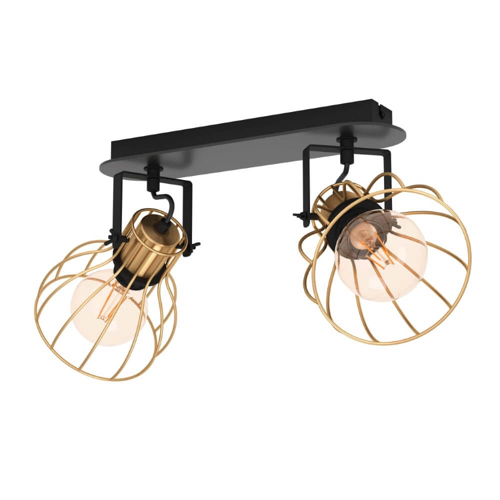 Gold ceiling lamp Sambatello 2x E27