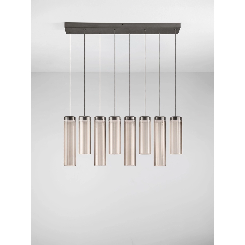 Design pendant lamp Brielle anthracite with mocha glass 8-lights Lyora 5212017495433