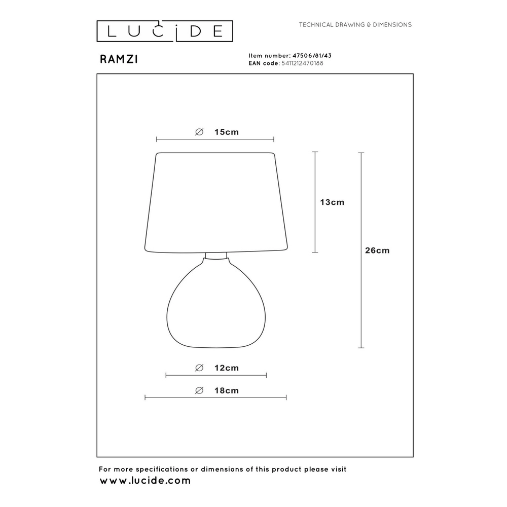 Table lamp Ramzi Brown Lucide 5411212470188