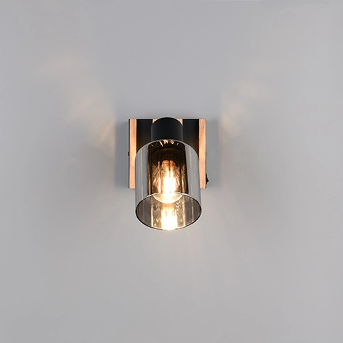 Wall lamp Travia black with wood Trio 4017807682588