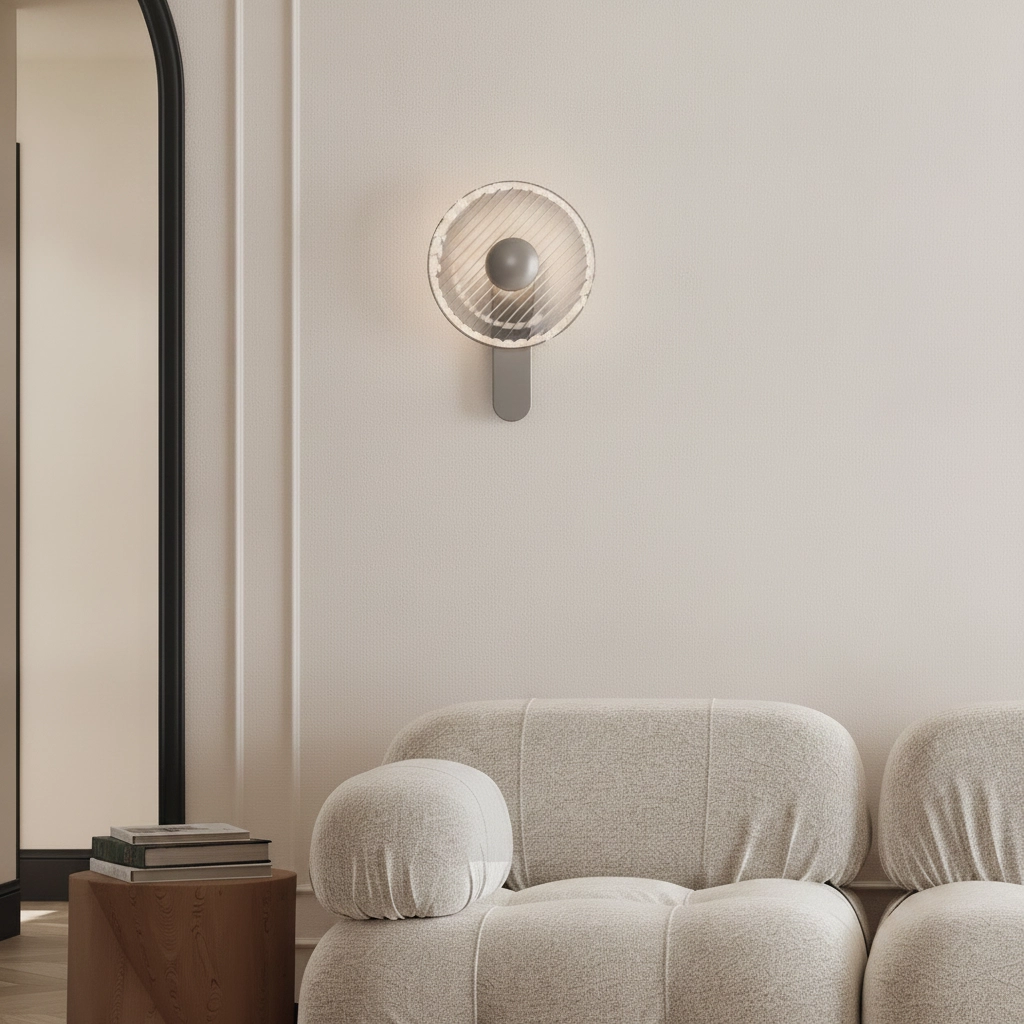 Design wall lamp Lavina silver grey with smoke glass Ø 25cm