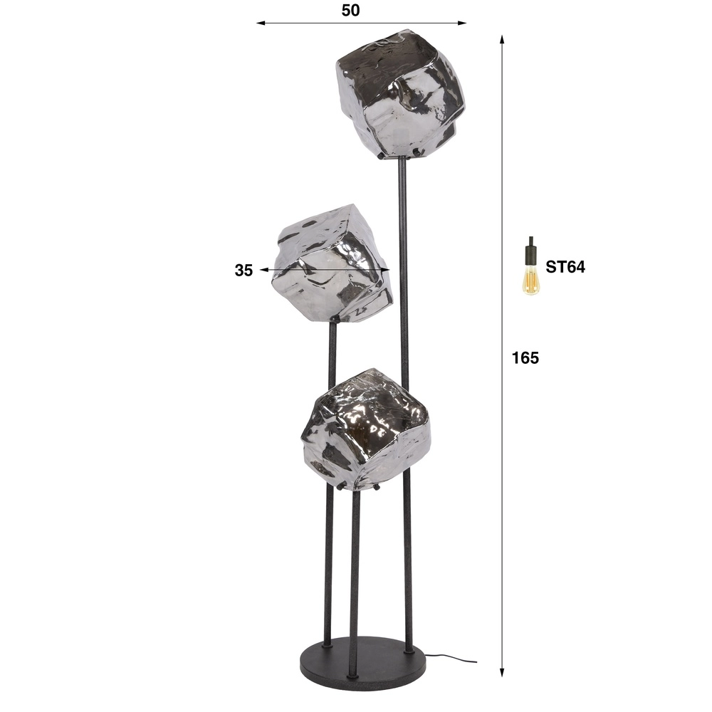 Modern floor lamp Rock 3-light - chrome glass Lyora 8716803511385