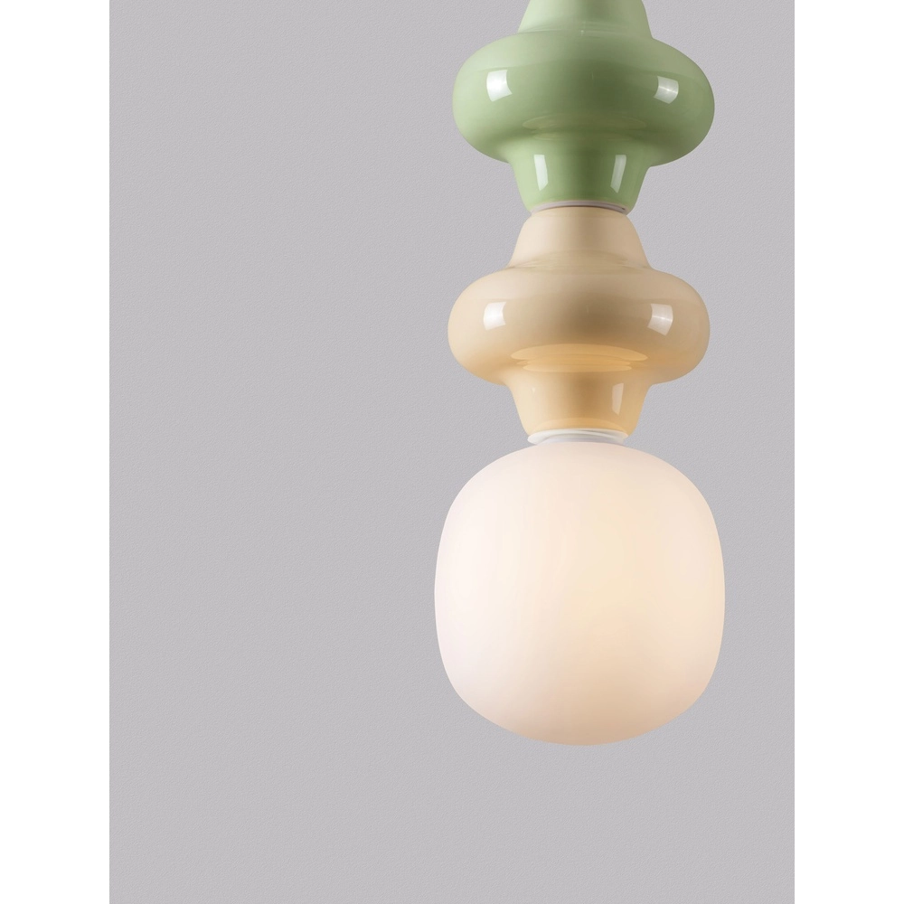 Pendant lamp Clio M green and yellow ceramic