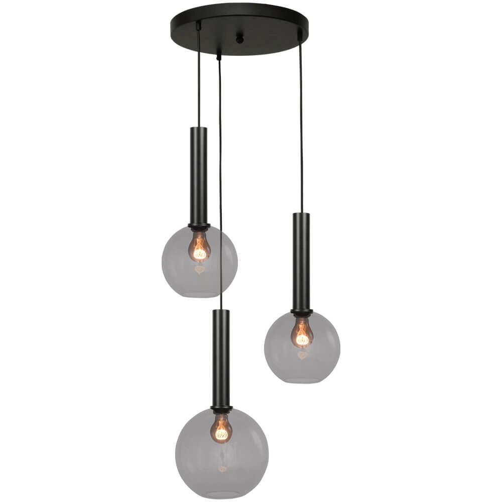 Vide hanging lamp Bella 2 3-light with smoke glasses