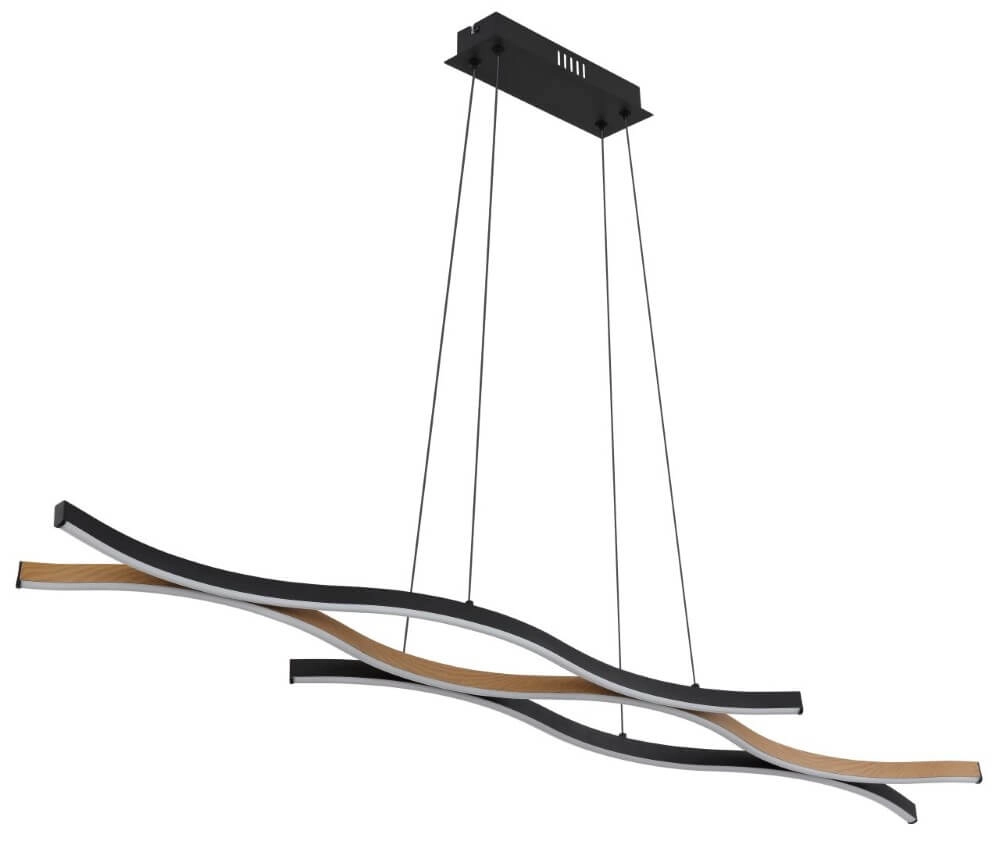 Pendant lamp Geronimo black with wood Globo 9007371451043