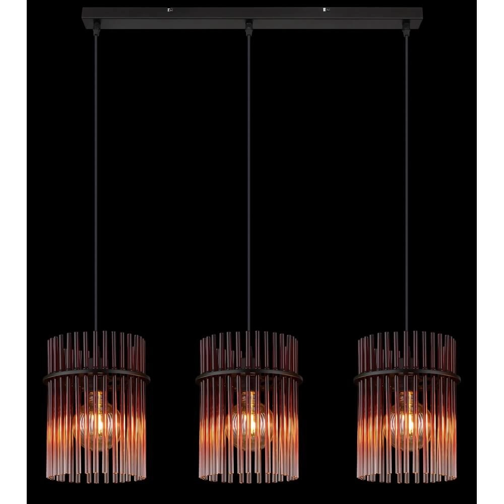 Black pendant lamp Gorley with red glass 3-lights Globo 9007371465965