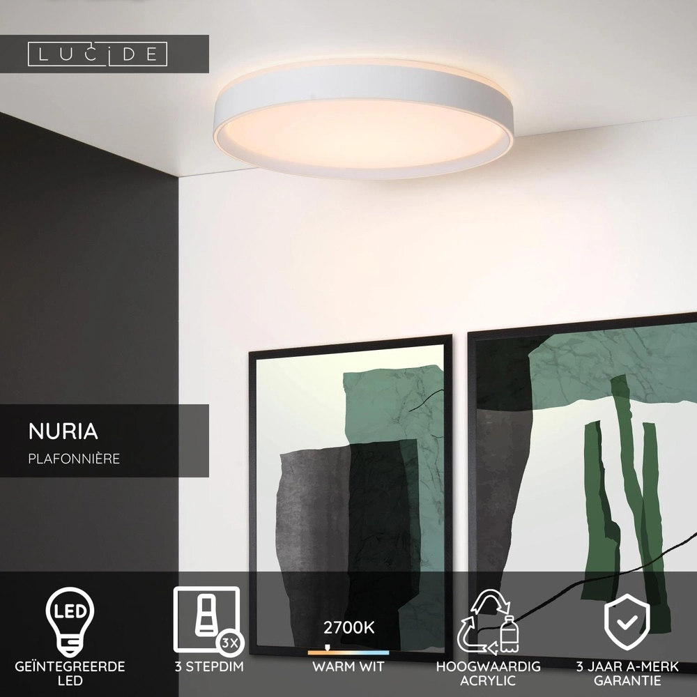 ceiling light Nuria Ø 50cm white Lucide 5411212791801