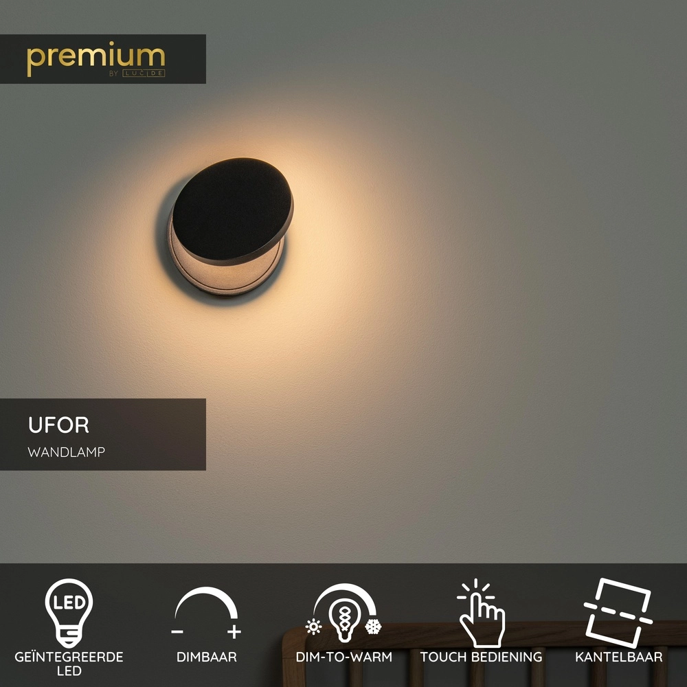 Design wall lamp Ufor Black Premium by Lucide 5411212570116