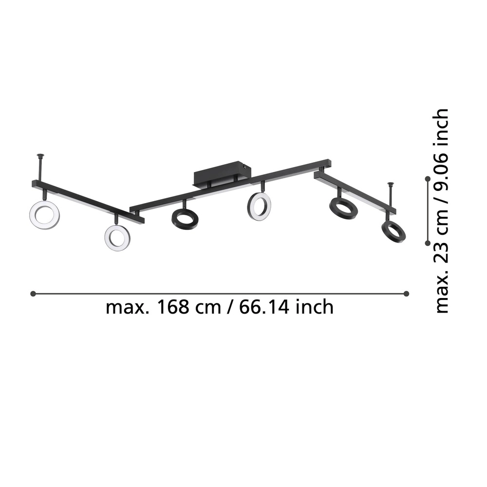 Black LED ceiling light Cardillio 1 160cm Eglo 9008606255986