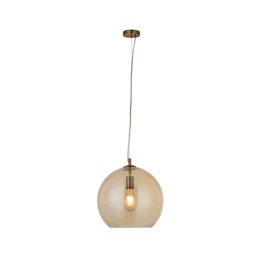 Glass pendant lamp Balls Ø 25cm brass with amber glass Searchlight 5053423096650