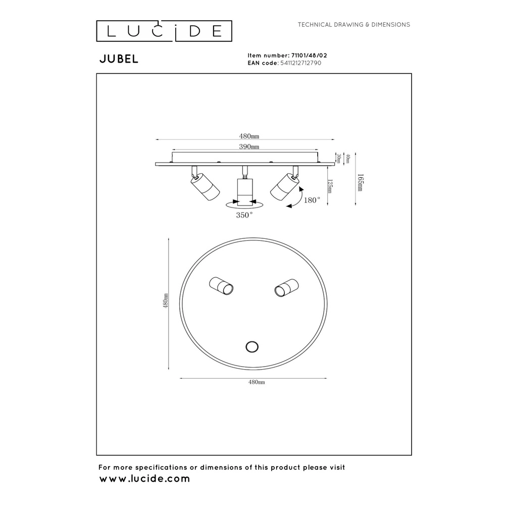 Design ceiling lamp Jubel gold Ø 48cm Lucide 5411212712790