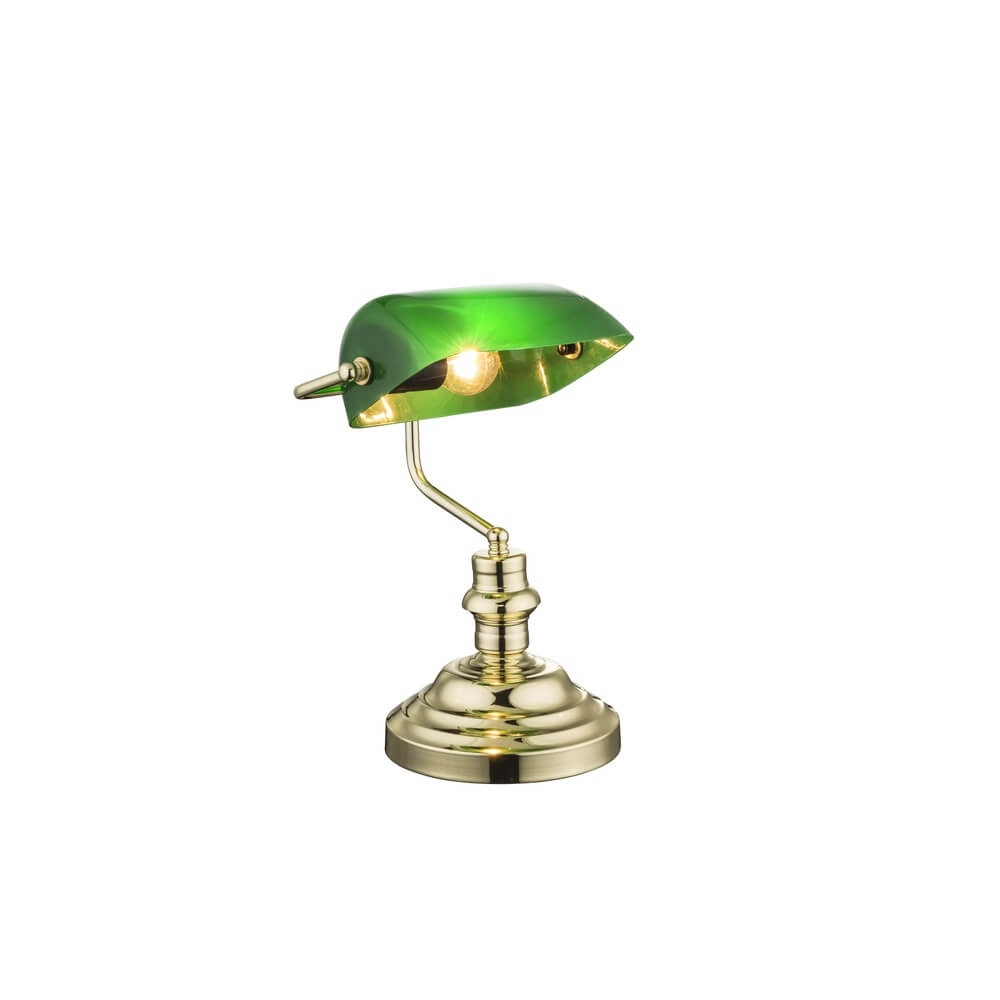 Classic desk lamp Antique nickel with green glass Globo 9007371329120