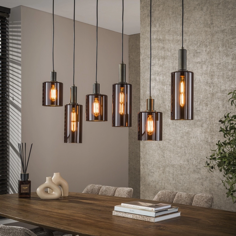 Dining table pendant lamp Sepiora Sienna brown - dark glass