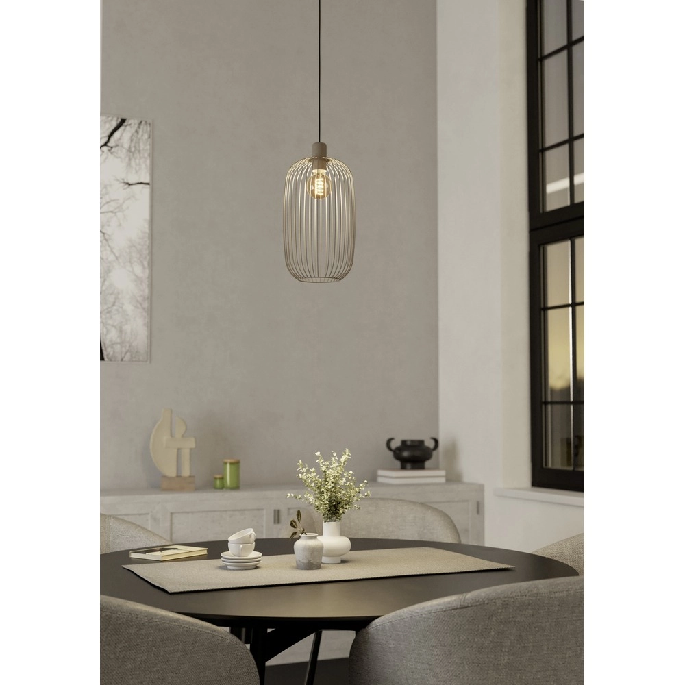 Wire pendant lamp Lodods sand brown Ø 22cm Eglo 9008606390298