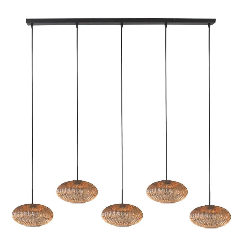 Pendant lamp HaloSwap black with ball amber glass Steinhauer 8712746179675