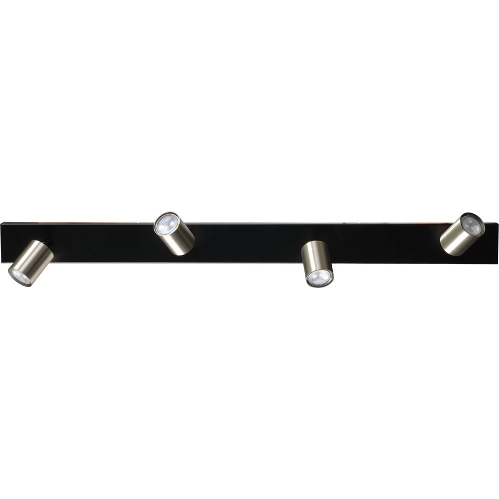 Black ceiling lamp Bounce with 4 nickel spots