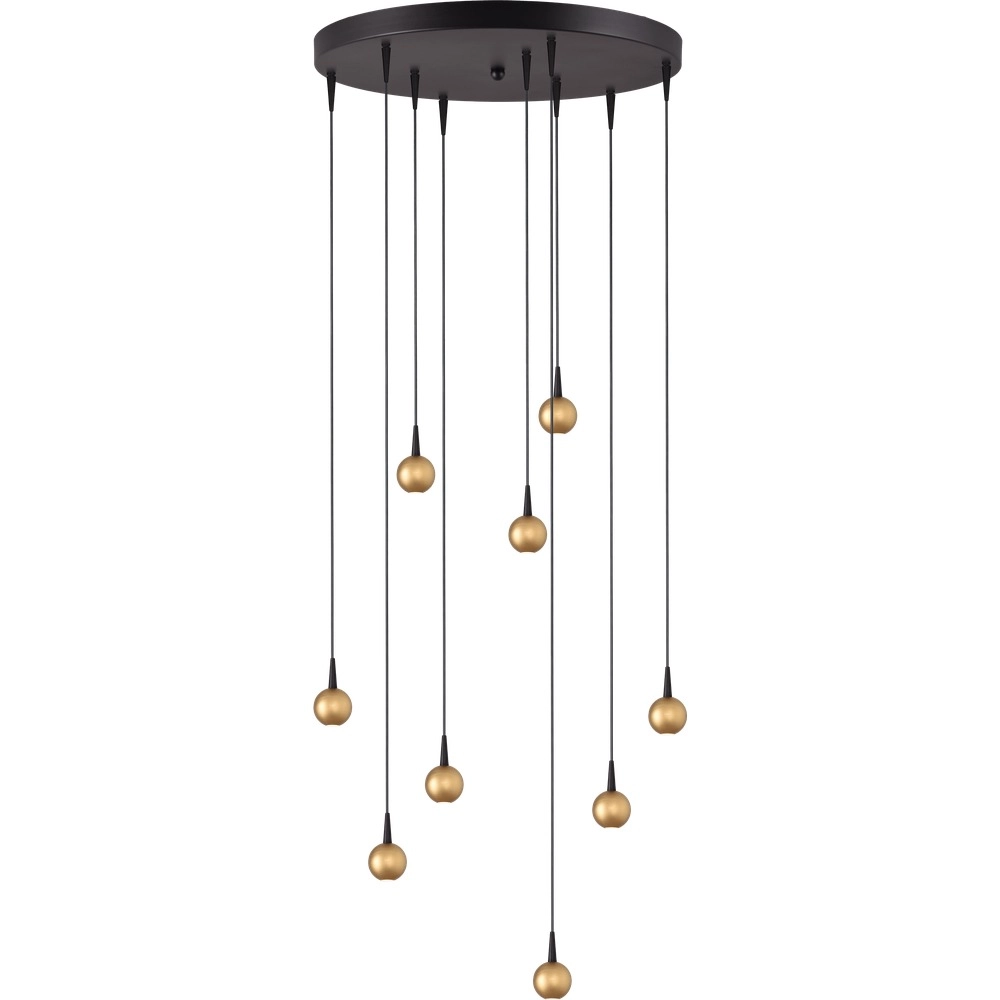 9-light pendant lamp Talana black with gold Ø 50cm DTW