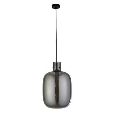 Pendant Lamp Glass Barrel black with smoke glass Searchlight 5053423190433