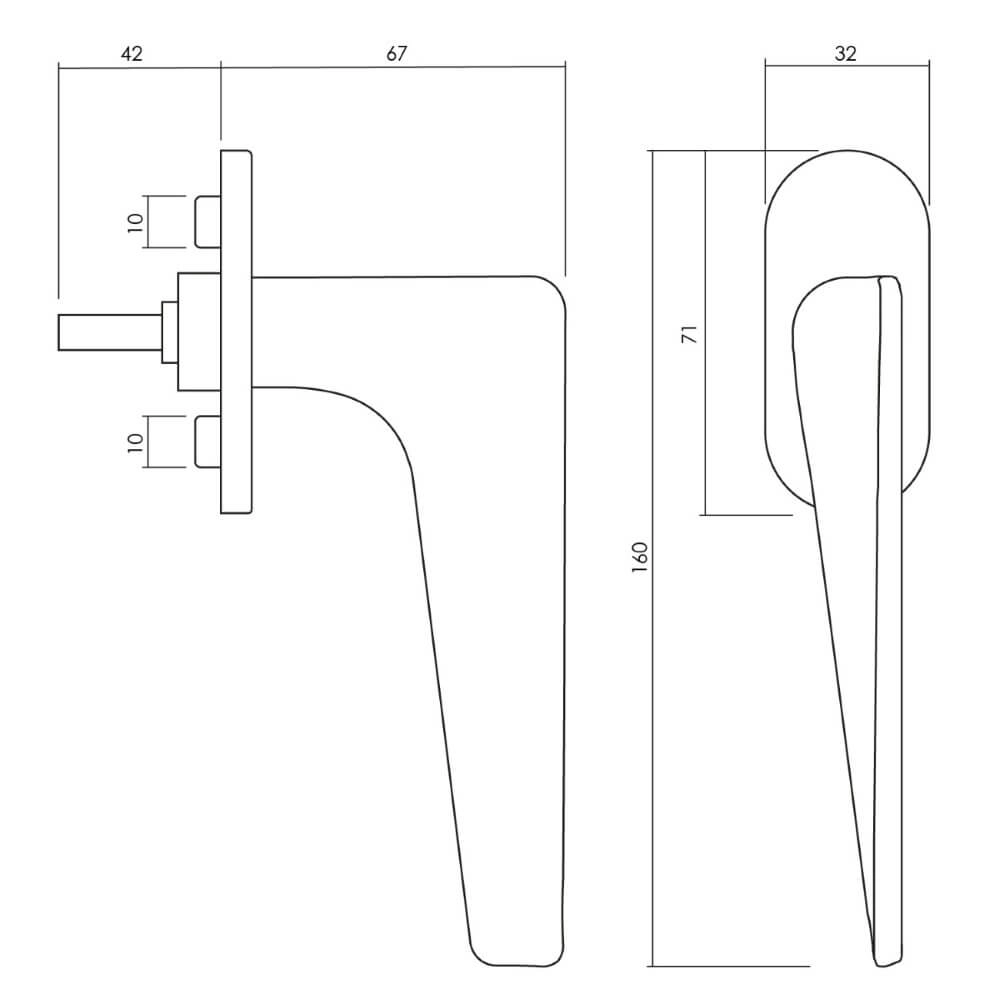 Design window handle Twist chrome matt Olivari 8714186481066