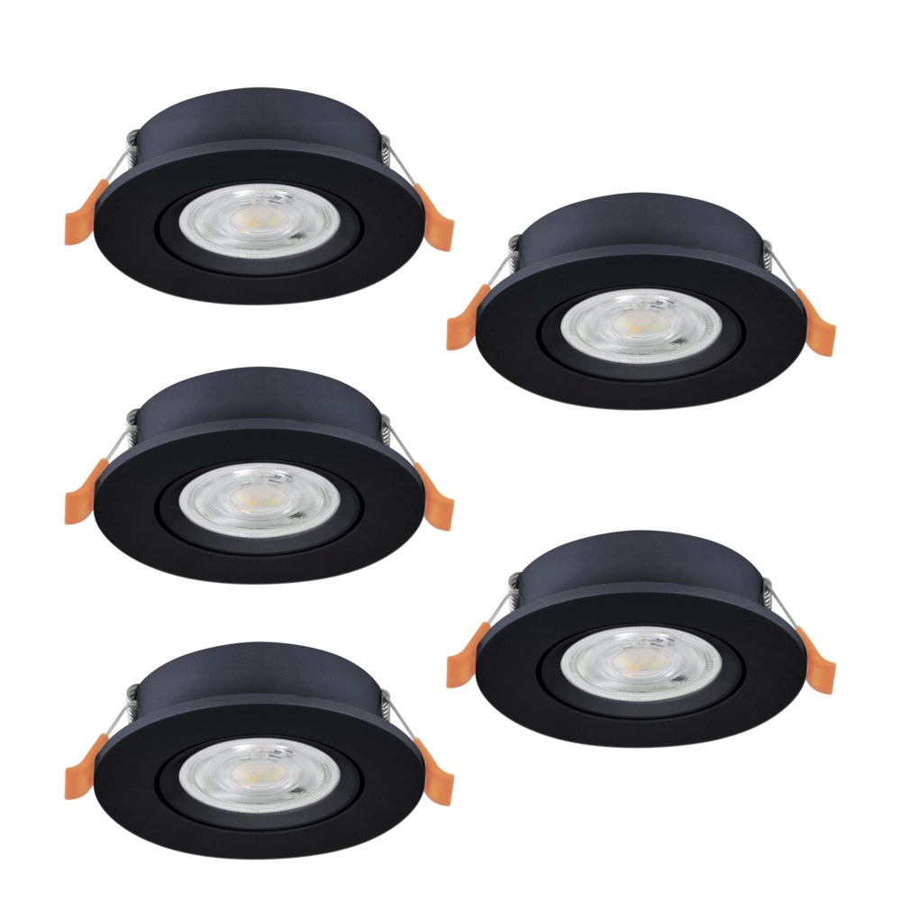 Set of 5 recessed spotlights Barranco black Ø 9cm - 3-step CCT