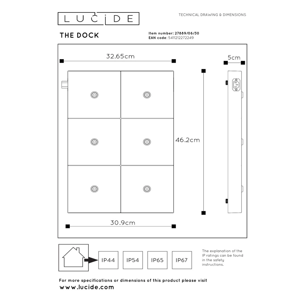 Charging station The Dock max 6 lamps Lucide 5411212272249