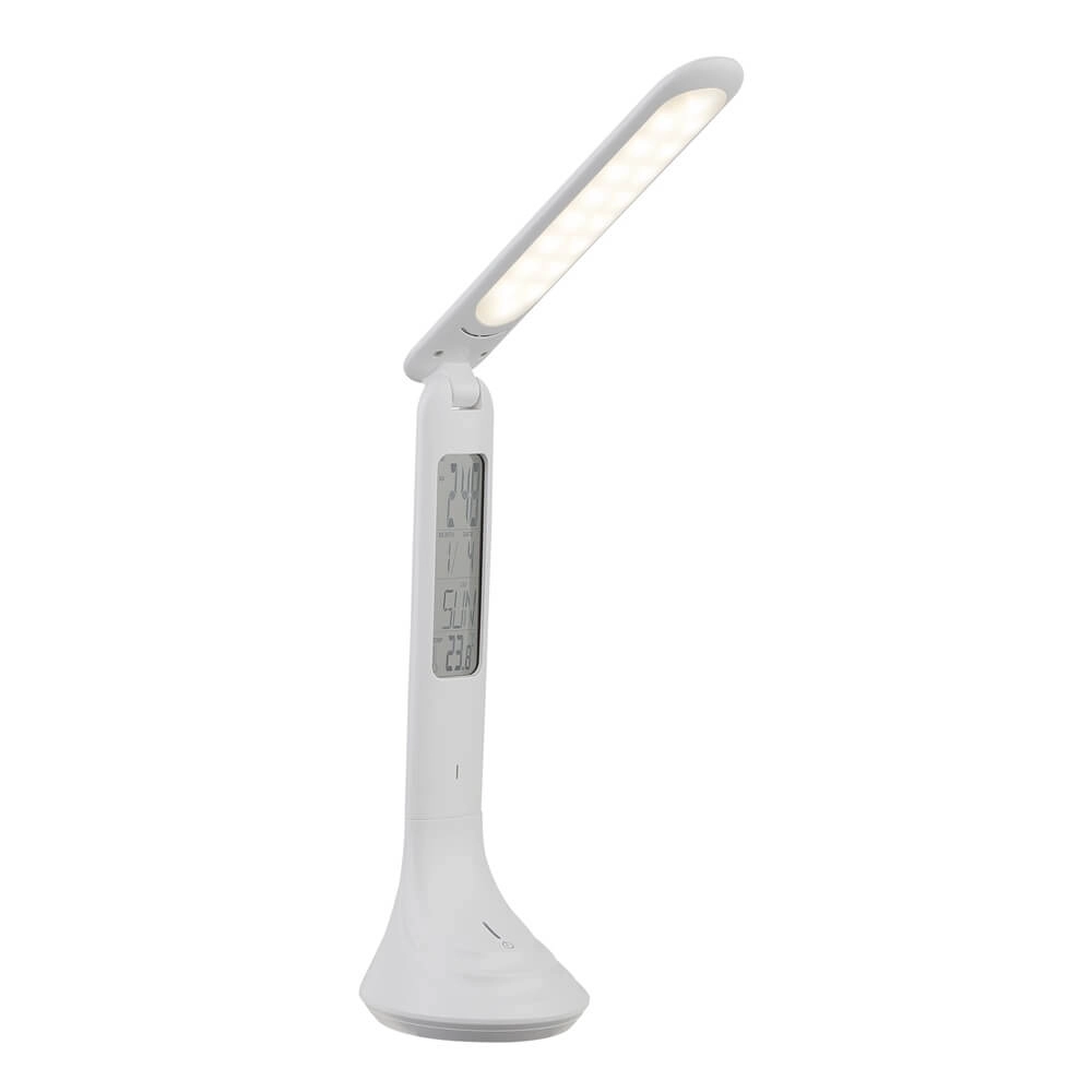 Desk lamp Tyrell white with clock