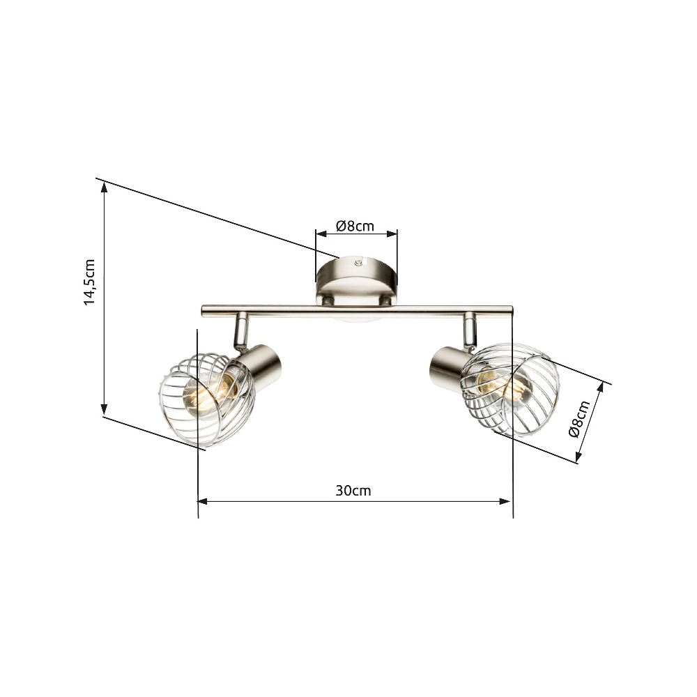 Ceiling lamp Texas 2-light nickel Globo 9007371359899