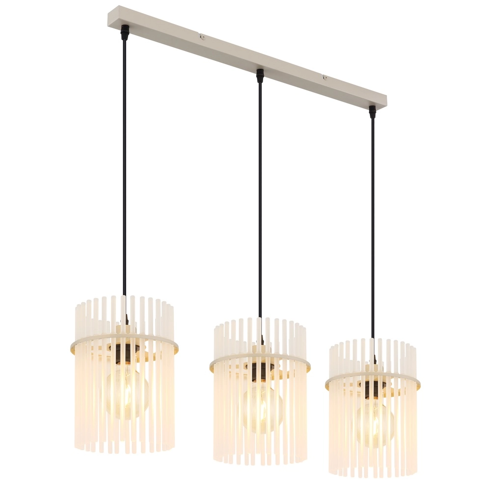 3-light pendant lamp Gorley sand brown with glass