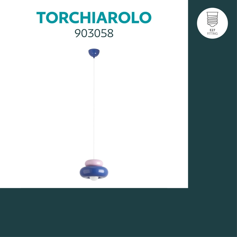 Design pendant lamp Torchiarolo pink with blue
