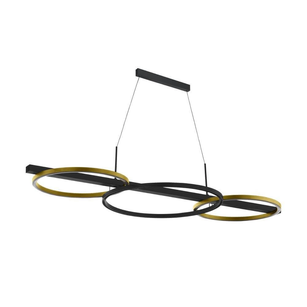 Hanging lamp with rings Lanacera black with gold
