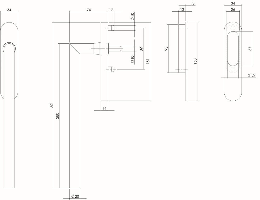 Sliding door fittings Slydo corner stainless steel Intersteel 8714186083925