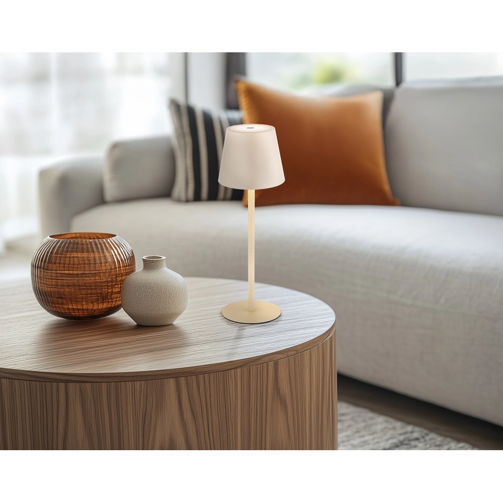 Modern table lamp Vannie I Sand brown also rechargeable for bottle Globo 9007371468805