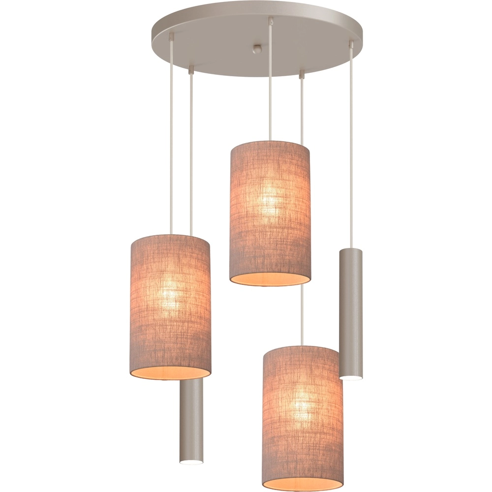 5-light pendant lamp Lisbourg beige terra with beige grey shade