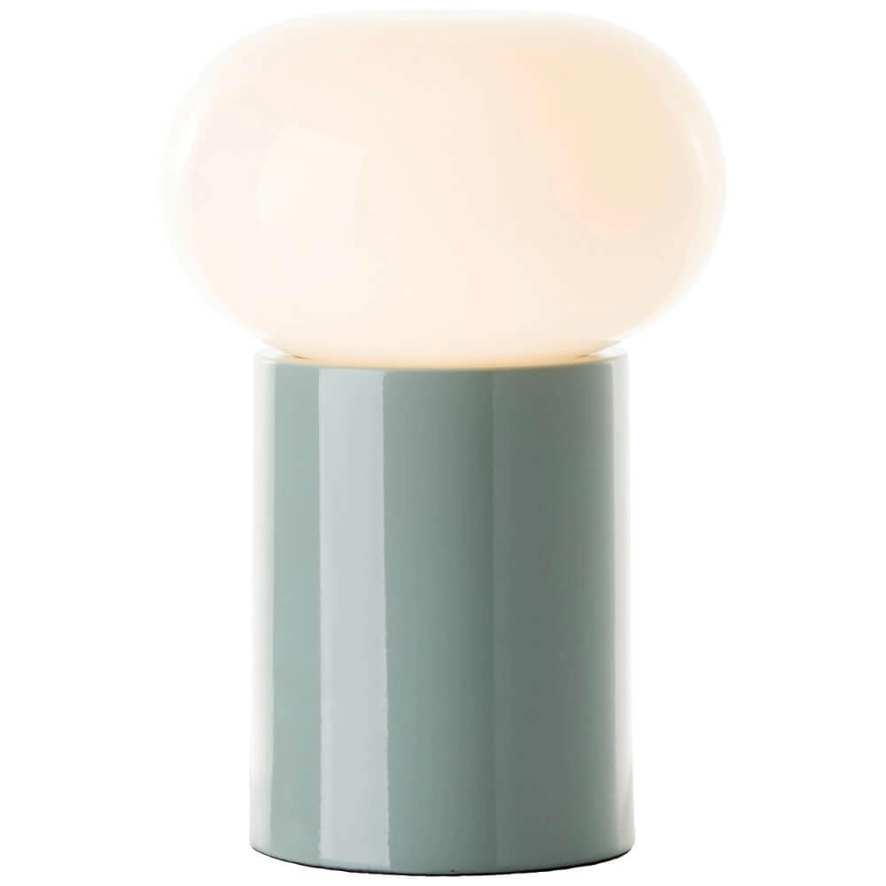 Green table lamp Knut with white glass