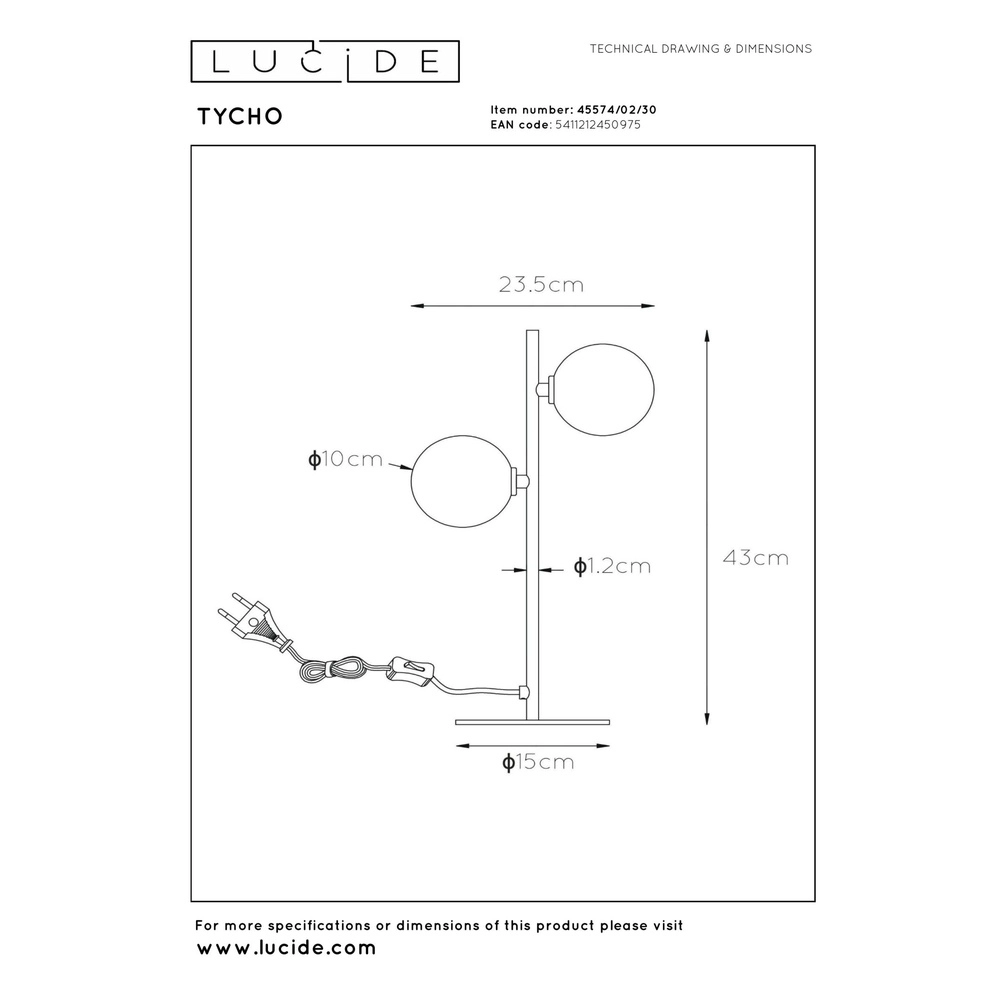 Table lamp Tycho Black Lucide 5411212450975