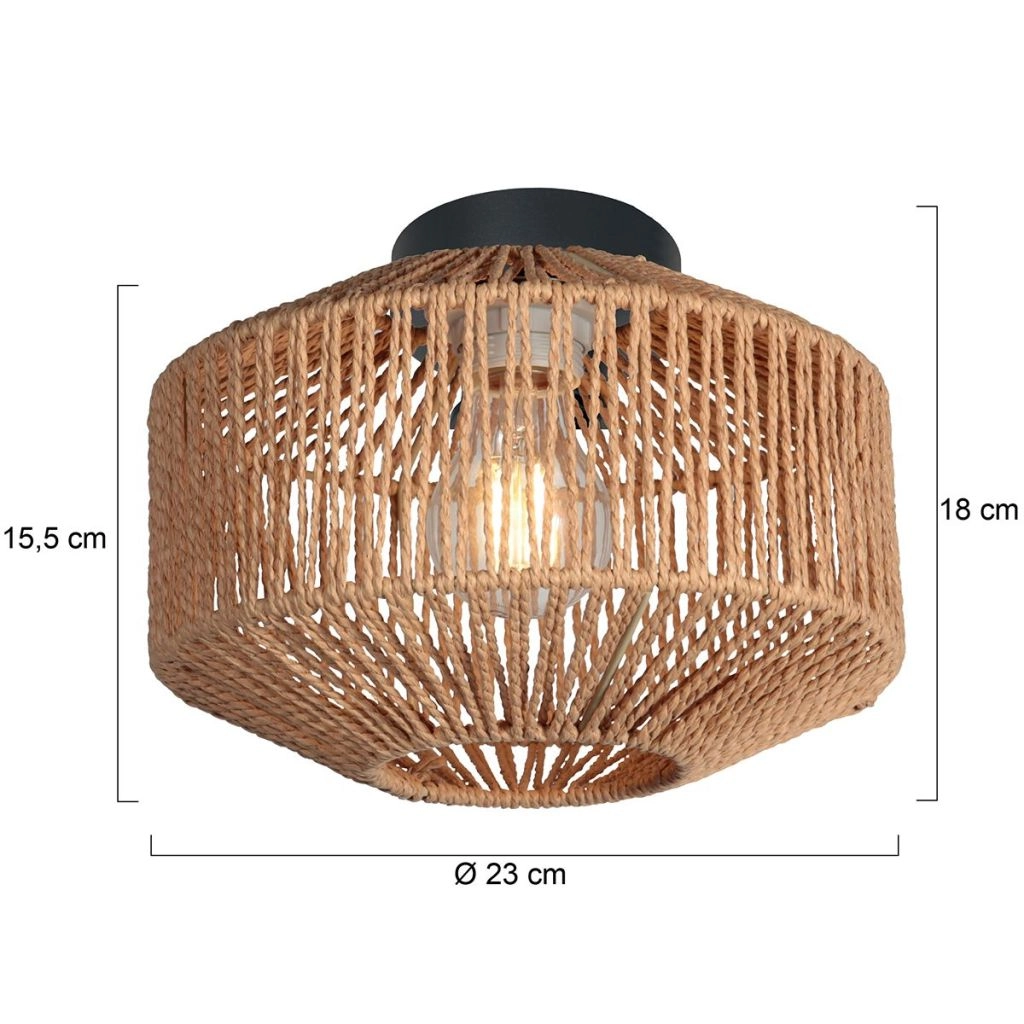 Ceiling lamp Ropex with rattan shade Ø23cm Steinhauer 8712746182972