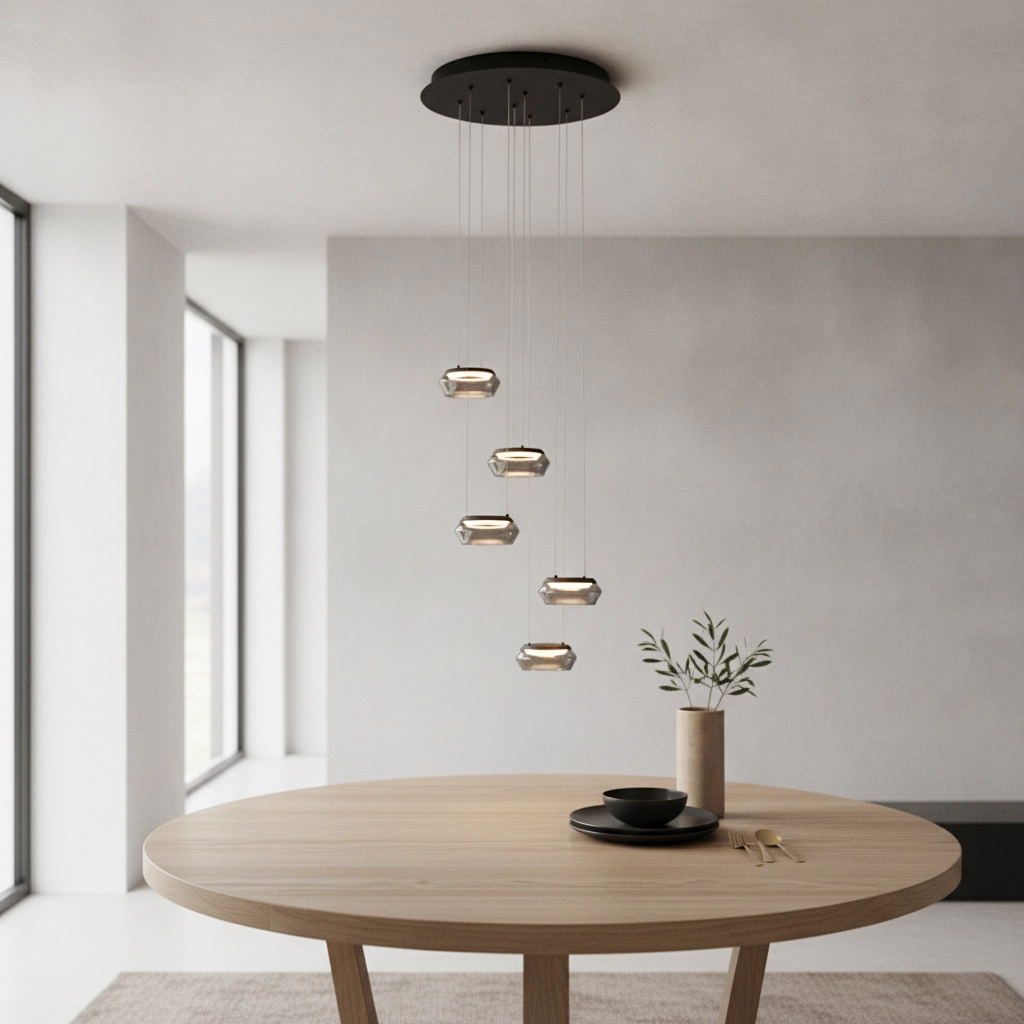 Sleek pendant lamp Jailyn round 5-lights