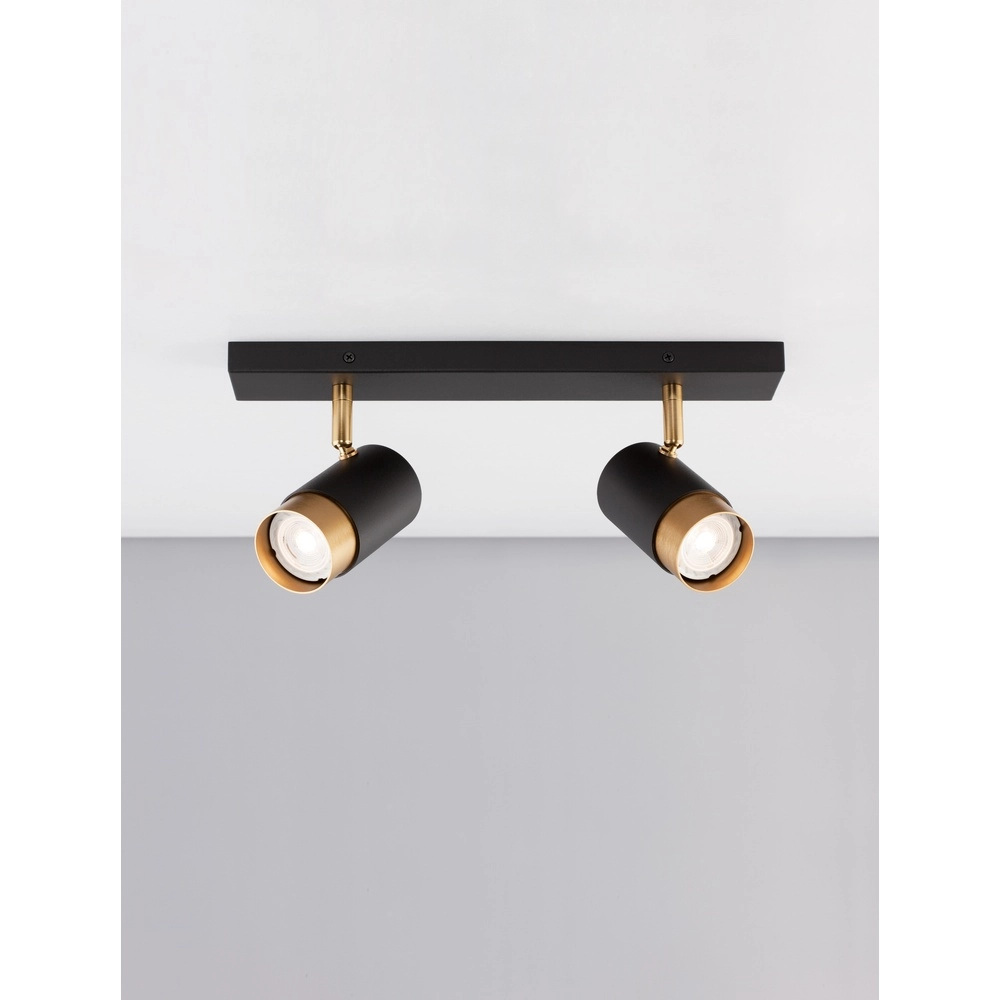 Ceiling spotlight Pogno 2-light black with gold Lyora 5212017430847
