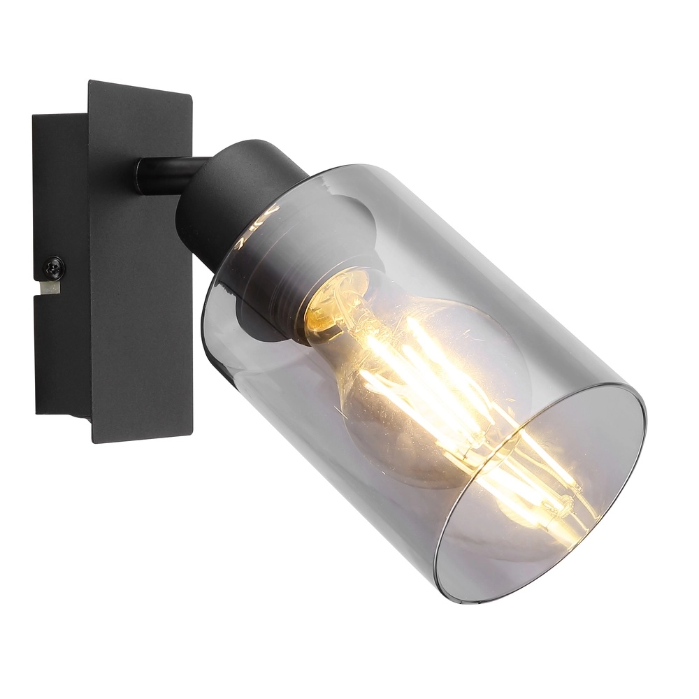 Wall lamp Hadera black with smoke glass