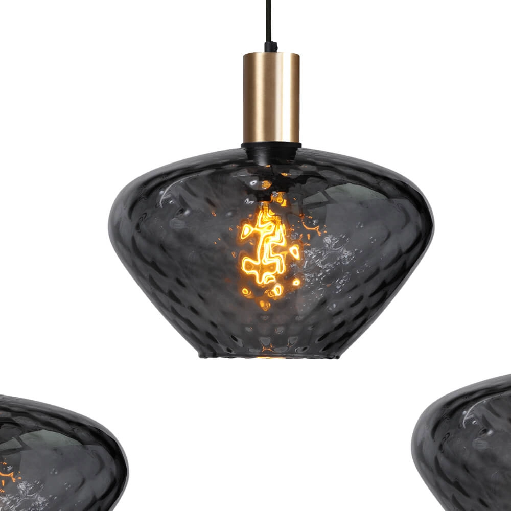 5-light hanging lamp - gold - Porto with Blossom clear lenses Masterlight 8718121270234