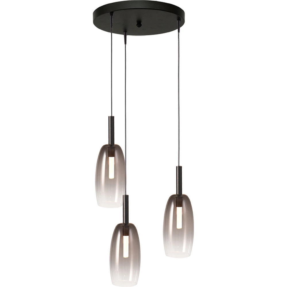 3L vide pendant lamp Lido Olive with Ø 11.5cm smoke-fading glass