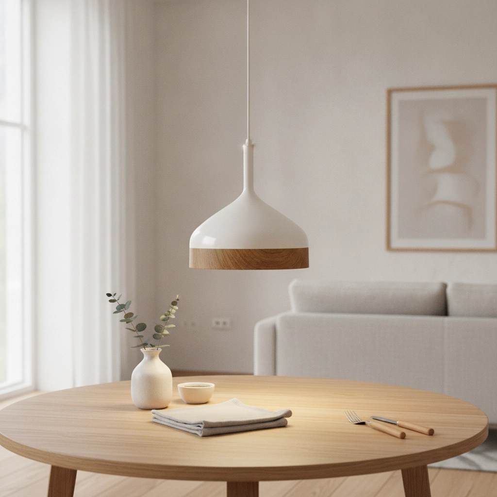 Ø 45cm hanging lamp Moondrop 30cm white with wood brown