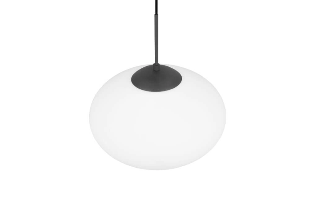 Oval pendant lamp Fomento Ø 40cm - black with white glass Trio 4017807616224