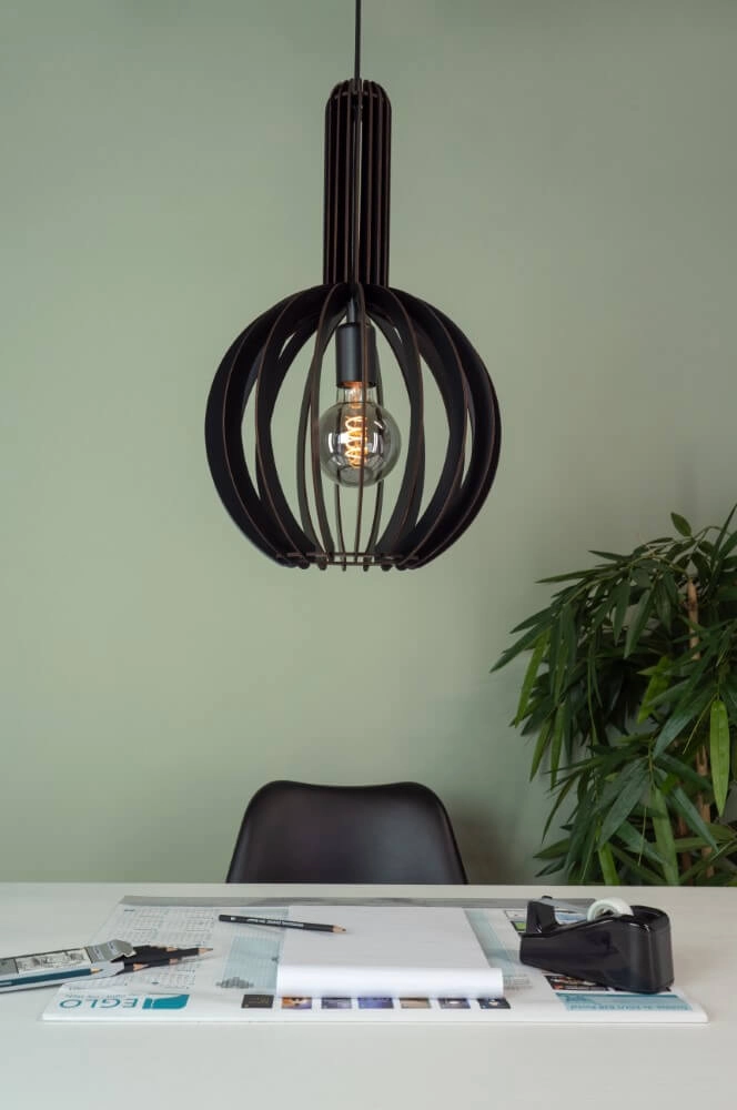 Black wooden hanging lamp Velasco Ø 31cm Eglo 9008606224067