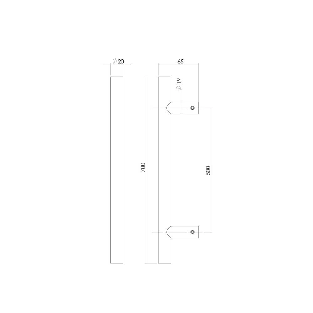 Door handle T-shape Gripon 70cm black Intersteel 8714186527146