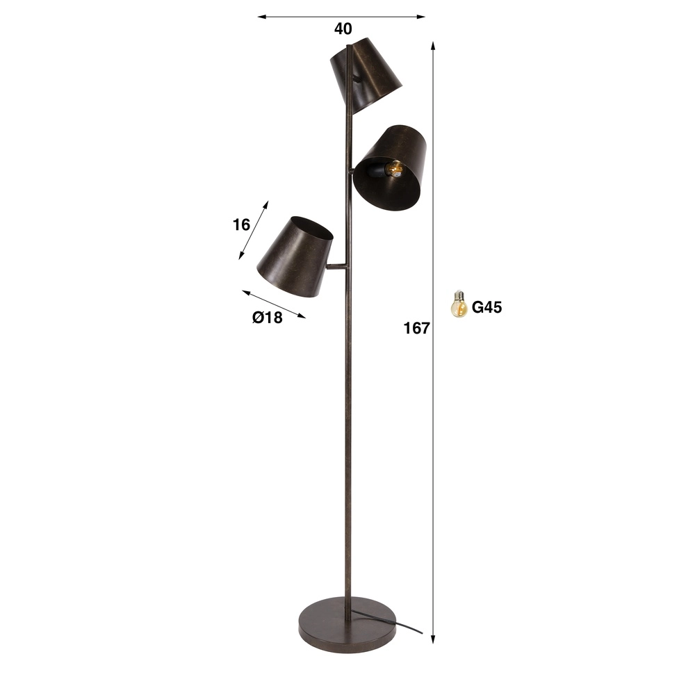 Rustic floor lamp Kinetic 167cm - urban brown Lyora 8716803513198