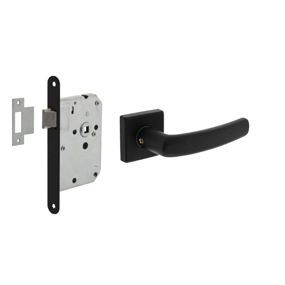 Complete door handle set Denham black