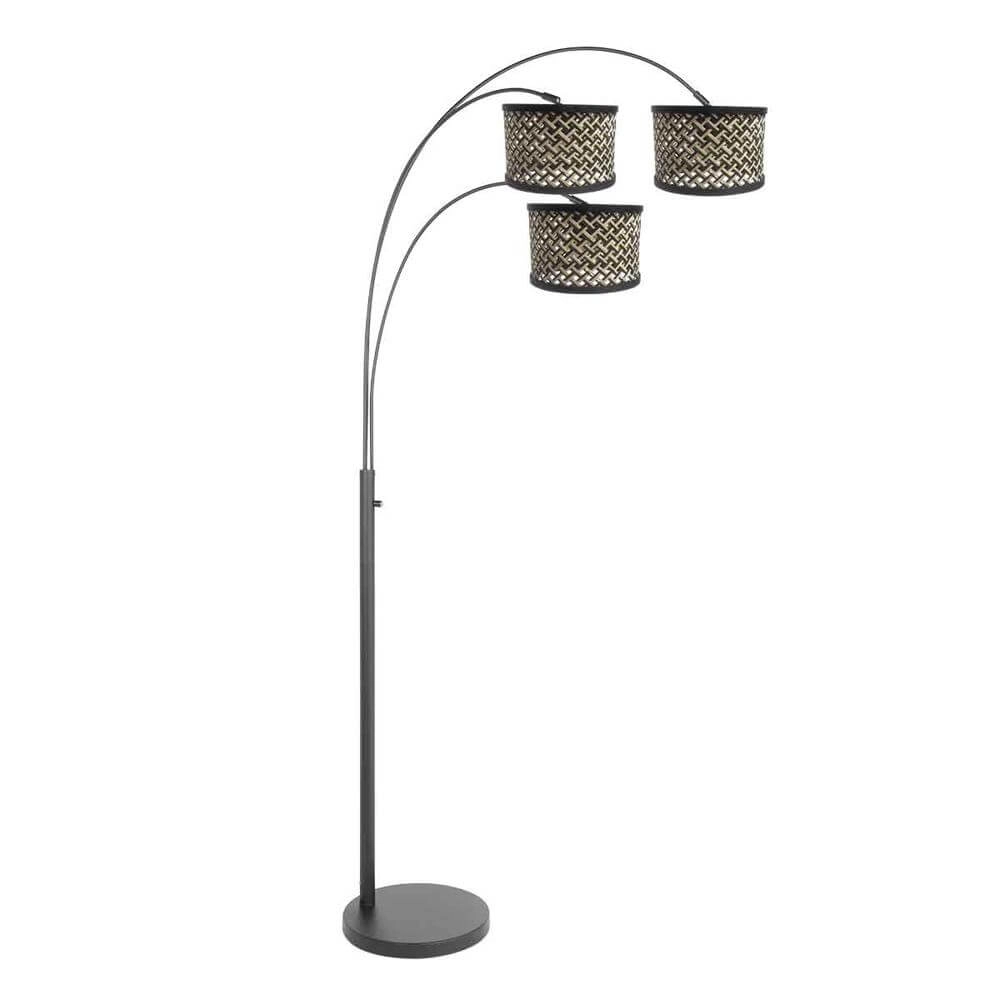 Floor lamp Sparkled Light black with bamboo caps